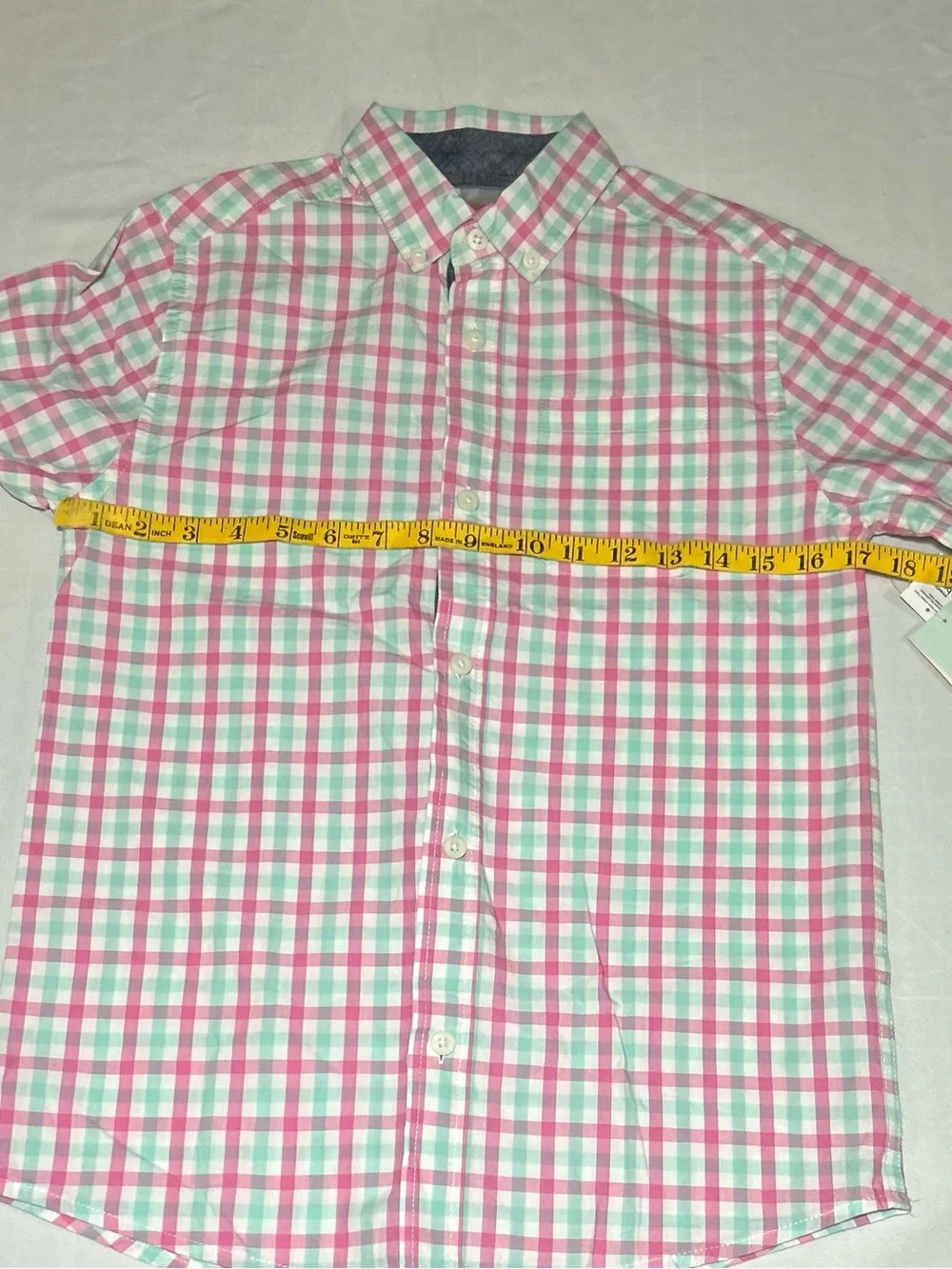 Gymboree Boys 10 Pink Teal Plaid Long Sleeve Button Up NWT Time For Tea